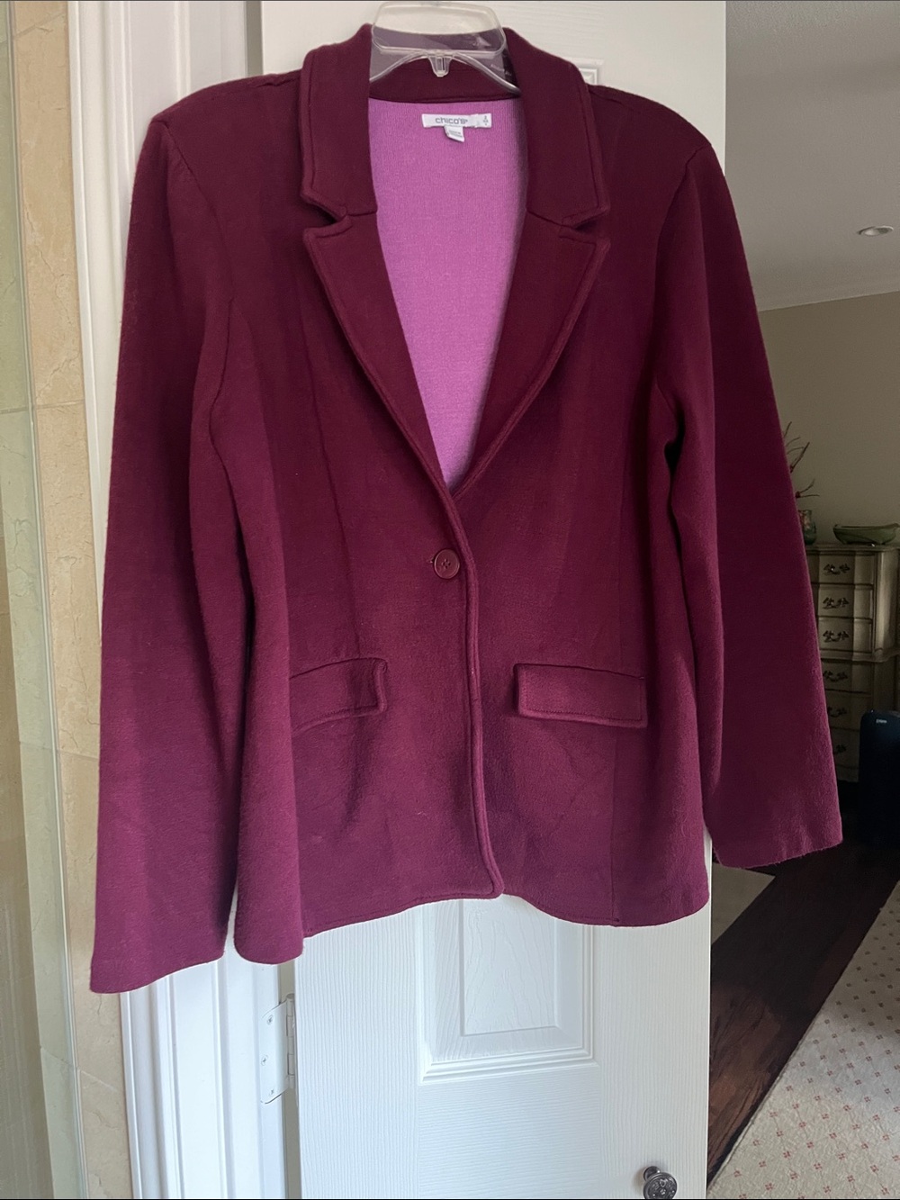 Chico's Deep Plum Single-Button Blazer - Picture 2 of 4
